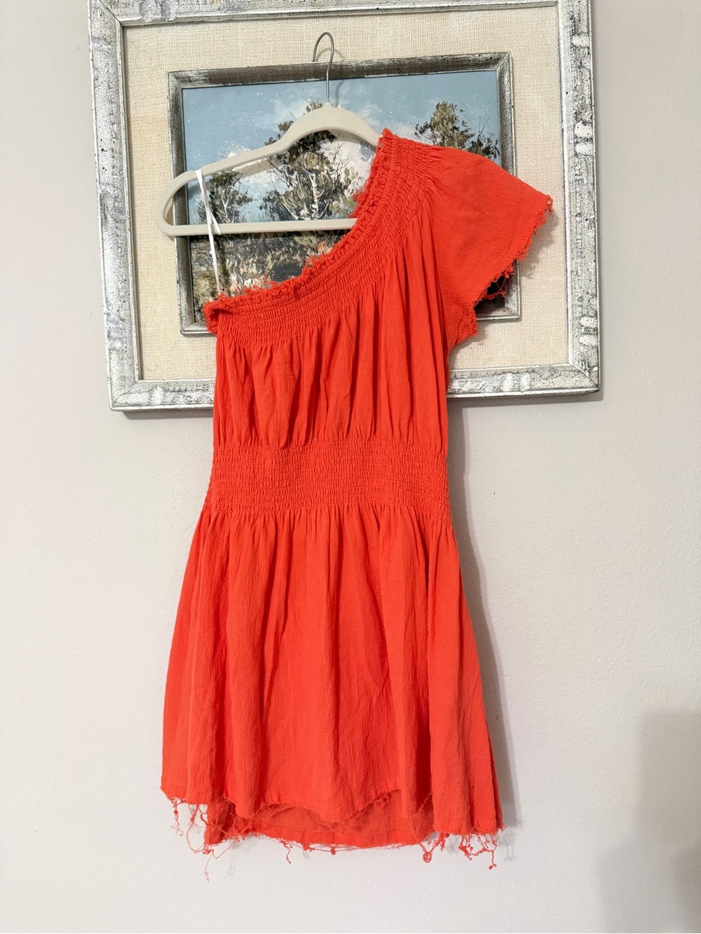 Free People Running Water One-Shoulder Dress in clementine orange